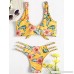ZAFUL Women Tie Knotted Front High Cut Brazilian Thong 2PCS Bikini Sets Swimsuit Yellow B07F9145QC